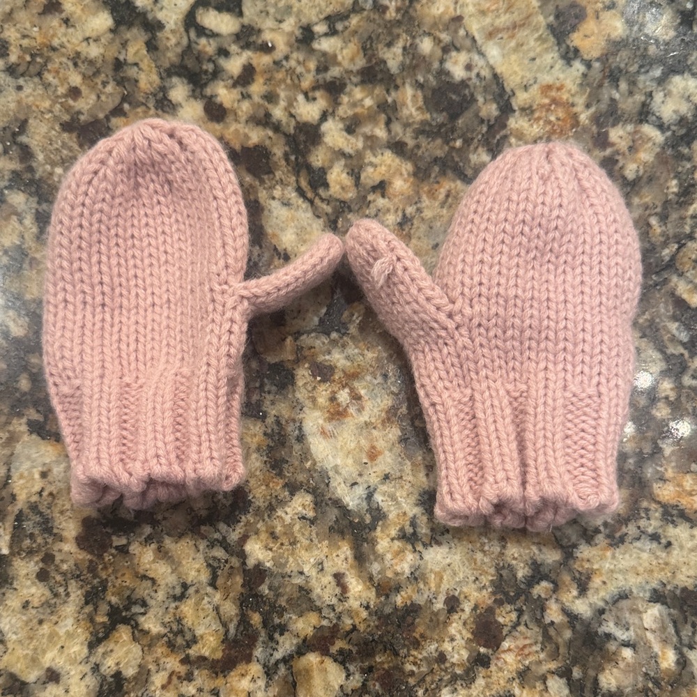 Cozy Pink Knit Mittens for Infants